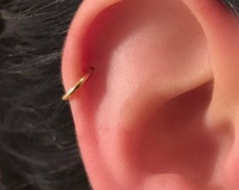 Cartilage Earrings 14K Gold Filled & Sterling Silver , Hoop Earrings , Endless Hex Helix Hoops , Gold Hoops , Cartilage Jewelry, Lip Ring