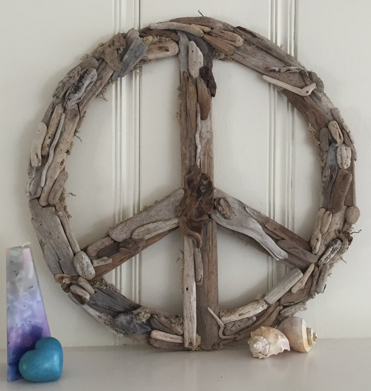 Driftwood Peace Sign Beach Decor Wall Decor Driftwood Wreath