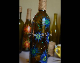 Blue Strawflowers - Spring Collection Bottle Art