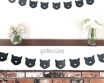 Any Color Kitty Cat Garland, Cat Banner, Cat Birthday Party Decoration, Kitty Cat Theme Party, Gold glitter Cat party, Meow Party Decoration