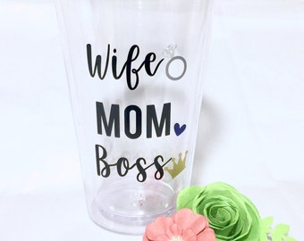 Customized Wife Mom Boss Tumbler, Gift for Wife, Gift for Mom, Gift for Boss, Boss Gift, Wife Mom Boss gift, Gift for Coworker, Boss Lady