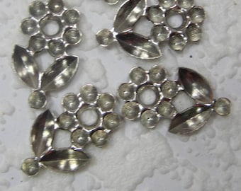 21MM Flower Blank Settings Silver 8x4MM Navettes and 19SS Round DIY Glue In Rhinestones or No Hole Pearls, Stamping Assemblage