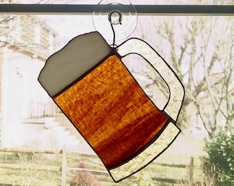 Beer Mug Stained Glass Suncatcher - Beer Decoration - Bar Decor - Beer Glass Ornament - Father's Day Gift - Hostess Gift - Beer Lover Gift