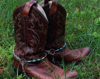Genuine Tigers Eye and Turquoise Cowboy Bootchains Boot Jewelry