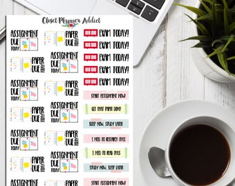 Assignments Planner Stickers | College Stickers | Uni Stickers | School Sticker | Study Stickers | Exam Stickers | Homework Stickers (S-193)