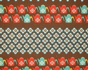 SALE - Ruby Star Shining - Water Can teal red by Melody Miller from Kokka Fabrics