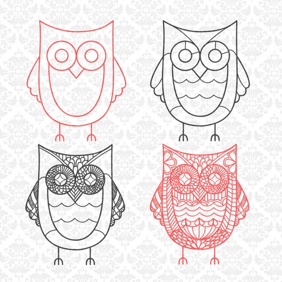 Download Owl Zentangle Animal Filigree Mandala Intricate SVG DXF Ai Eps