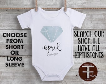 Birthstone ONESIE®, April Birthstone, Diamond Birthstone, Birthstone Baby, Custom Baby Gift, Newborn Gift, Coming Home Outfit Baby Girl