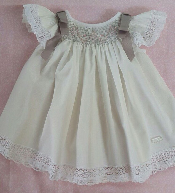 Baby girl dress vintage colors handmade easter dress and