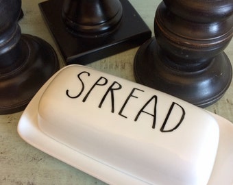 Butter dish, Rae Dunn, Rae Dunn inspired, spread, dinnerware, serving dish, Valentines, wedding, bridal, gift, farmhouse decor, gifts for h