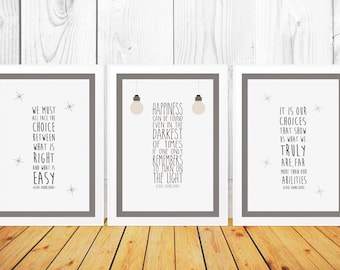 Set of Three Dumbledore Quote Prints - Harry Potter Quote Poster -Albus Dumbledore- (Available In Many Sizes)