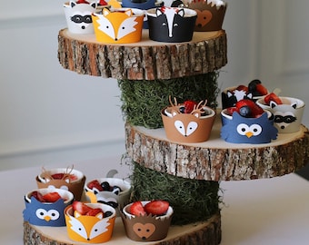 12 x Woodland Cupcake Wrapper - Woodland party/Woodland Baby shower/Fox Cupcake wrapper/Woodland Animals/Woodland Birthday/Forest Animals