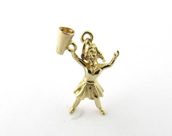 Vintage 14 Karat Yellow Gold Cheerleader Charm #1294