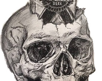 Pabst Skull Head-Framed Print
