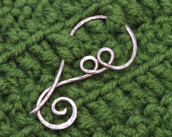 Shawl Pin Scarf Pin Sweater Pin Copper Jewelry Wire Wrap Jewelry Copper Brooch Fibula Wire Shawl Pin Copper Shawl Pin Sterling Brooch 925