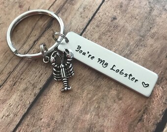 Custom Handstamped Keychain, You're My Lobster, Lobster Keychain, Gift for Boyfriend, Gift for Girlfriend, Best Friend Gift, Friends TV Show