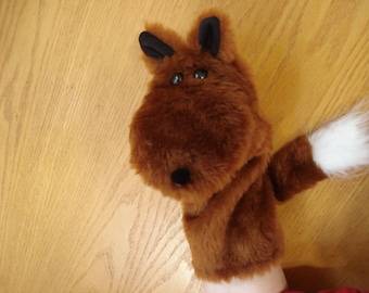 Red Fox moveable mouth White Tipped Tail Hand Puppet