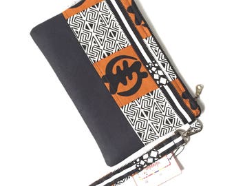 Gye Nyame wristlet, african bag, clutch purse, clutch bag, evening clutch bags for women, african purse, iphone wristlet, cellphone wristlet