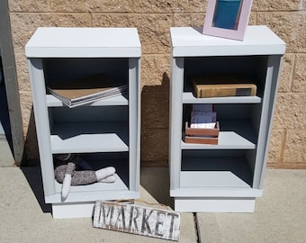 PICK UP ONLY Pair Mid Century Modern bookcases, night stand, storage, retro, bedroom furniture, night table