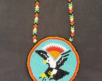 Native American turquoise Eagle beaded necklace