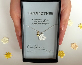 Godmother Necklace Will You Be My Godmother Gift Baptism Gifts Personalized Gift Christening Inspirational Heart Necklace Godchild Baby Gift