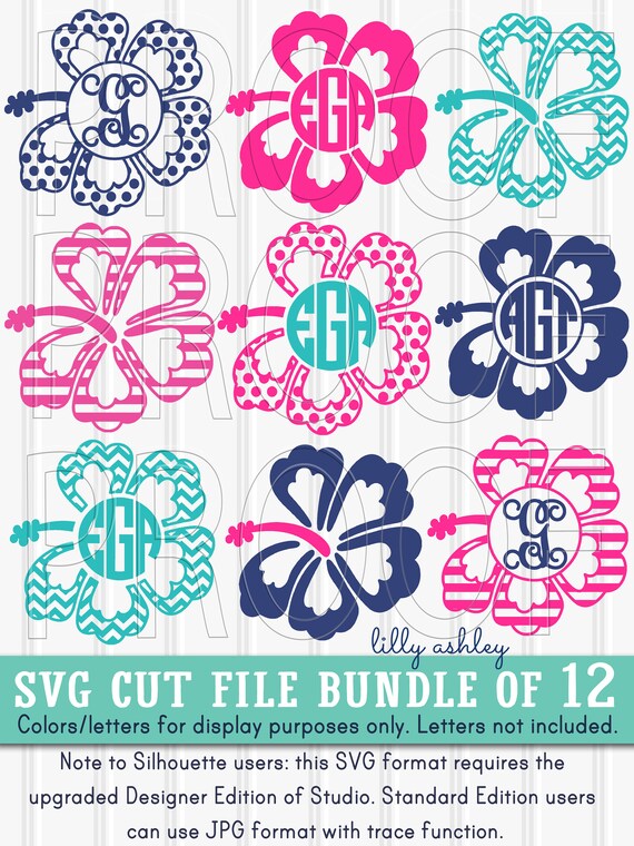 Download Monogram SVG Files Bundle for monograms12 hawaiian flower