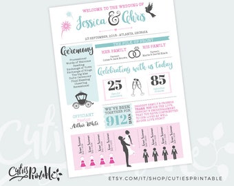 Infographic Wedding Program Design Silhouettes • All customizable • ANY Colors • Printable PDF