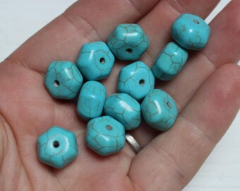 Turquoise howlite hexagon beads
