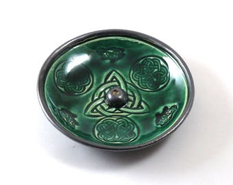 Incense Burner CELTIC TRIQUETRA knot Handmade Ceramic Pottery