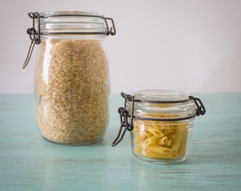 Set of two vintage glass jars "practice"