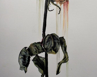 Original acrylic painting-dried rose (yellow)
