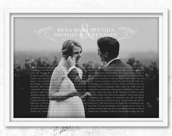 1st anniversary gift, vows, Wedding vows, 1st wedding anniversary, 1st anniversary for husband, paper anniversary gift for him, wedding art