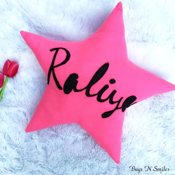 Pink Star Pillow Personalized Star Pillow Pink baby
