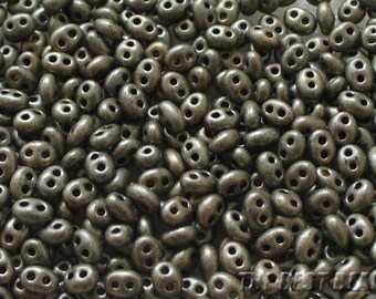 25g (approx 430pcs) Jet Gray Twin Double Hole Oval Preciosa Czech Glass Seed Beads 5x2.5mm