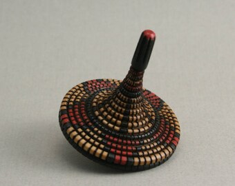 Hand Made Spinning Top with Basket Pattern