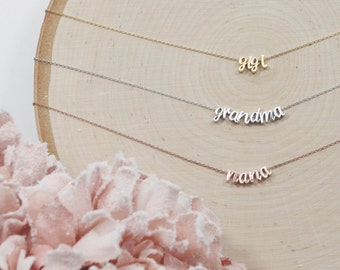 Script Grandma Necklace | Custom Grandmother Necklace | Nana | Mimi | Gigi | Mema | Yaya | Abuela | Oma | Pregnancy Reveal| Mothers Day Gift
