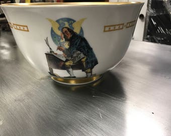 Rockwell serving bowl Danbury Mint Ben Franklin signs Decloration of Independence