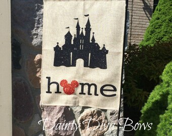 Burlap Garden Flag, Disney Garden Flag, Disney Flag, Burlap Flag, Personalized Garden Flag, Yard Art, New Home Gift, Disney Gift