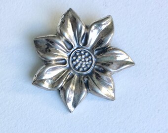 small sterling flower brooch