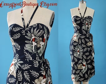 Hawaiian dress, Tiki dress, Pinup dress, sarong dress, Rockabilly dress, Tiki Oasis dress, Wrap dress, Oceanfront dress, vlv, XS - XXL