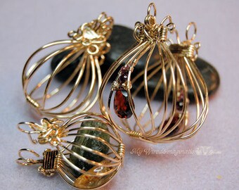 Tutorial For Wire Wrap Pendants, 2 Hinged Cages and a Locket, Instant Download PDF File, Jewelry Making Instructions, Step by Step Learning