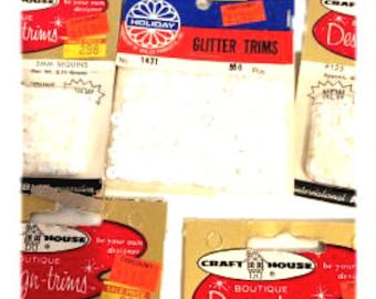 6 Boxes of Vintage White Iridescent Sequins