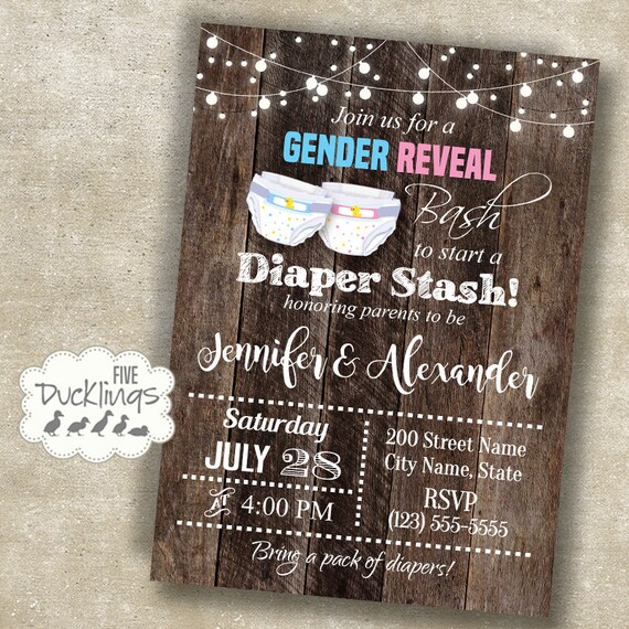 Gender reveal Diaper party invitation couples shower invite Gender reveal Diaper party invitation couples shower invite