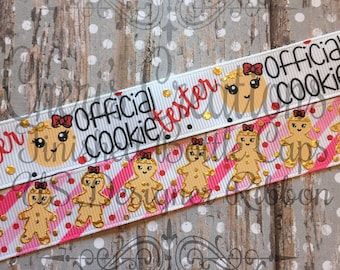 7/8" Official Cookie Tester - Mama's Little Helper - Baking Buddy - U.S. DESIGNER - High Quality Grosgrain Ribbon - By The Yard