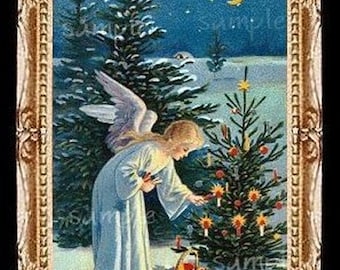 Christmas Angel Miniature Dollhouse Art Picture 1631