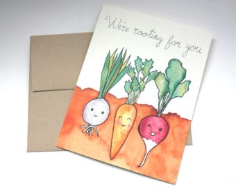 We're Rooting for You - Group Get Well Soon Card / Group Encouragement Card - Watercolored Cute Recovery Card - Colleague Get Well Card