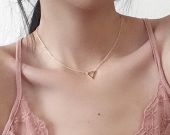 Little Gold Triangle Necklace, Women's Necklace