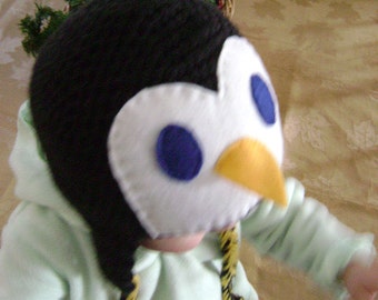 penguin earflap hat