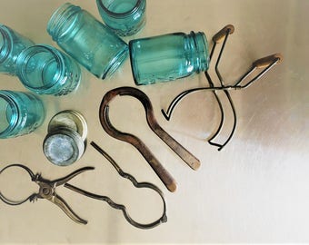 Collection of Vintage Canning Jar Holders - Mason Jar Tongs