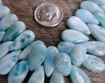 RESTOCKED Beautiful Rare Sky Blue Dominican Larimar | Smooth Pear Briolettes | ~15x7-7.5mm | Matched Pairs & Focals - Read Item Details